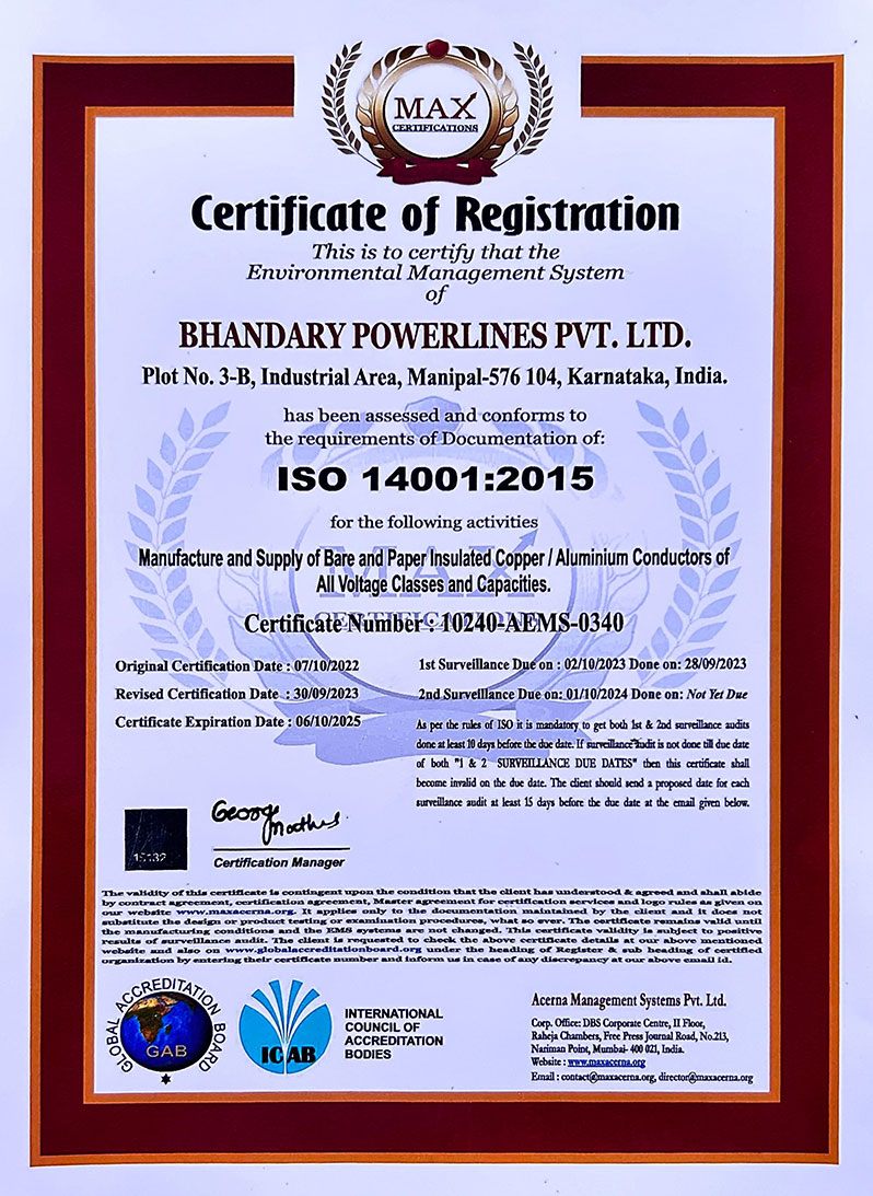 ISO 14001:2015 Certificate
