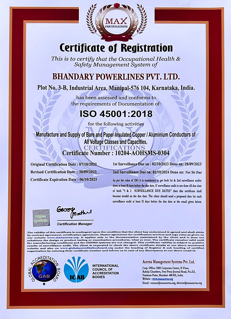 ISO 45001:2018 Certificate
